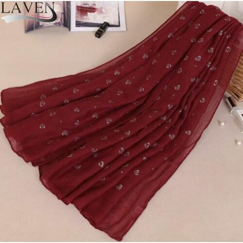 2020 Muslim Fashion Heart Bronzing Hijab Scarf For Women Cotton Headscarf Hijab Femme Musulman Headwraps Bufandas Mujer 90*180cm