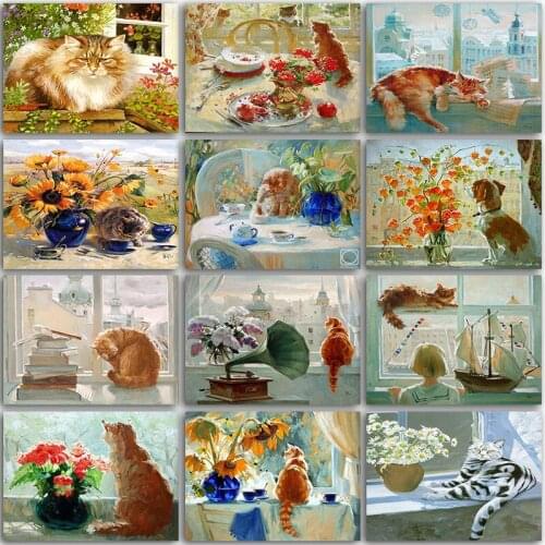 5D DIY Diamond Painting Kit Paint animal Cartoon Flower cat home decor art Full Square&Round embroidery mosaic Cross stitch Sale