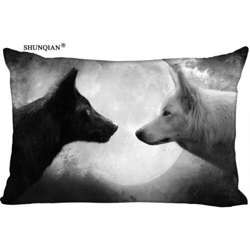 Custom wolf Printed Pillowcase Two Sides Home Living room cushion Rectangular Silk Pillowcase More size