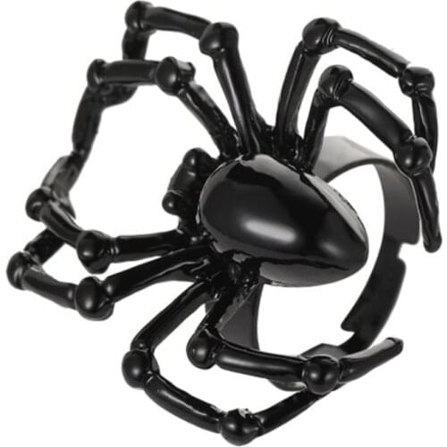 Neo Gothic Simulation Spider Ring Punk Style Halloween Spoof Tricky Toy Accessories