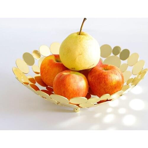Nordic disc iron fruit plate living room fruit basket snack storage basket fruit basin round fruit basket LB031504