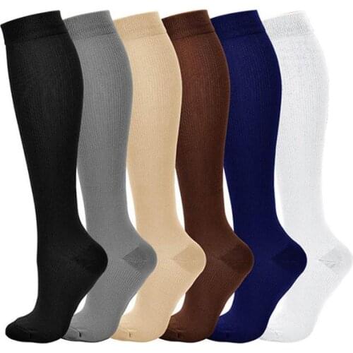 1Pairs Unisex Compression Socks Men And Woman Solid Color Knee High Nurse Varicose Veins Marathon Running Sports Socks