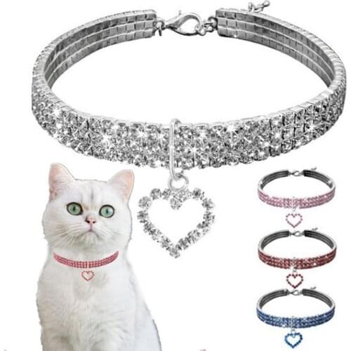 New pet Ornaments Elastic Force Love Diamond Necklace Cat Dog Fashion Accessories Pet Diamond Collar Cat Dog Fashion Collar