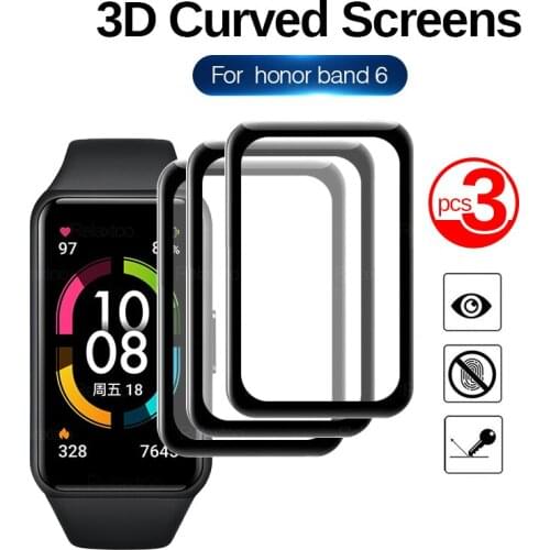 3pcs Original Full Cover Protective Film For Huawei Honor Band 6 Band6 Honor6 Screen Protector Glass Smart Watch Protective Film