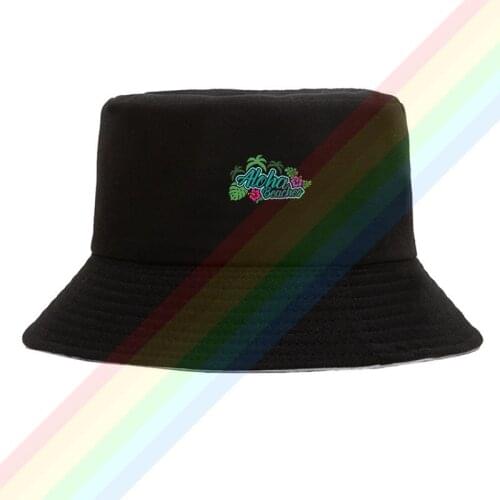 California Aloha Beaches Flowers, Grass Summer Outdoor Cap Travel Beach Sun Hat Unisex Double Sides Wear