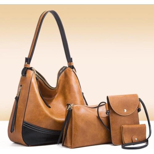 High-Quality Casual Tote Composite Bag Fashion Large Capacity Handbag 4piece Sets Female Bag Soft Leather Shoulder Messenger Bag