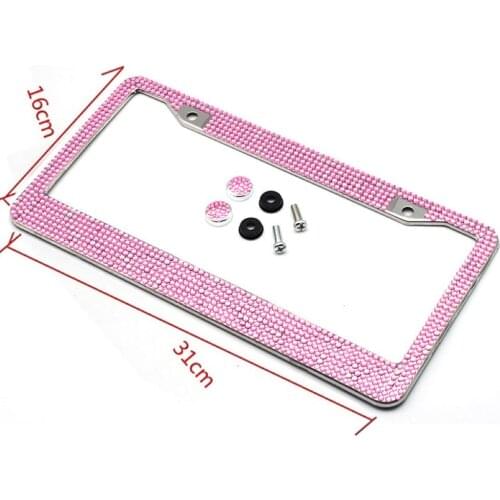 1pcs Car License Plate Frame Bling Crystal License Plate Frame Auto Decoration Accessories For USA Canada Truck Universal Tool