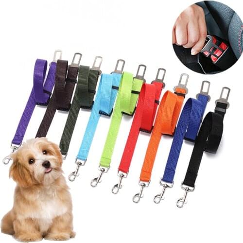 Polyester Car Dog Seat Belt Adjustable Harness Lead Solid Pet Safety Leashes For Small Medium Large Dogs Accessories Chihuahua