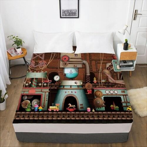 Cartoon Childrens Elastic fitted sheet bed sheet With An Elastic Band 160x200 Mattress Cover Bed cover for kids baby brown