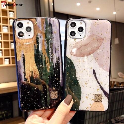 Chic Marble Gold Foil Phone Cases for iPhone 11 Pro Max XS XR X 8 7 Plus 6 6s Case Glitter Soft Silicone Cover for iPhone XS Max