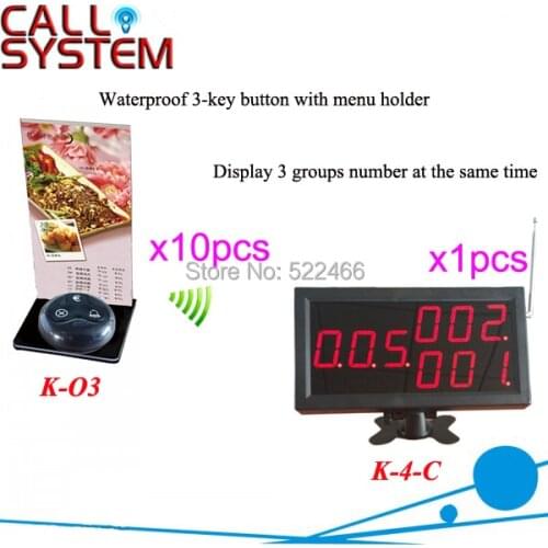 Waiter Call Bell System for restaurant service with 10 table buttons and 1 number display DHL shipping free