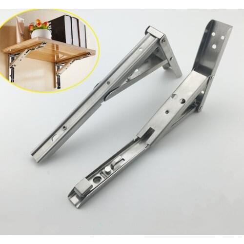Stainless Steel Folding Bracket Triangle Wall shelf 90 degree Telescopic Folding Desk Rack Hardware Accessories