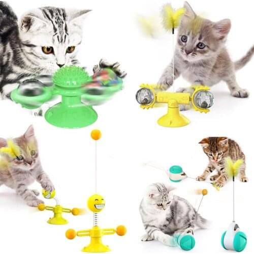 Windmill Cats Toys Pet Interactive Cat Toy Teaser Intelligence Catnip Kitten Toys Fun Feather Training Products Supplies for Cat