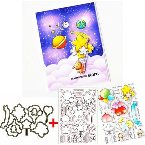 Balloon Lift Baby Up Clear Stamp+Die Cut Flying Balloon For Baby+Phrase stamps and dies 2020 For DIY Card Making