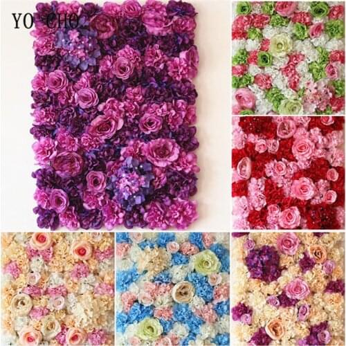 YO CHO 40X60CM Artificial Flower Wall With Portable Wedding Backdrop Stands For Wedding Decoration DIY Silk Flowers Wall Decor