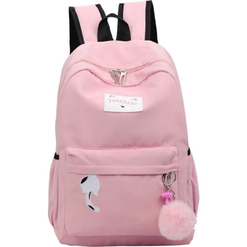Women Backpack pink cartoon School Bags travel Backpack For Teenage Girls Waterproof Bookbag Mochila Feminina Beautiful pendant