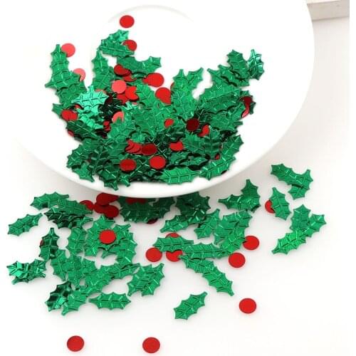 15g/lot Mix Color Plastic Christmas Green Leaf Christmas Series Sequins Christmas Gift For Home Decoration