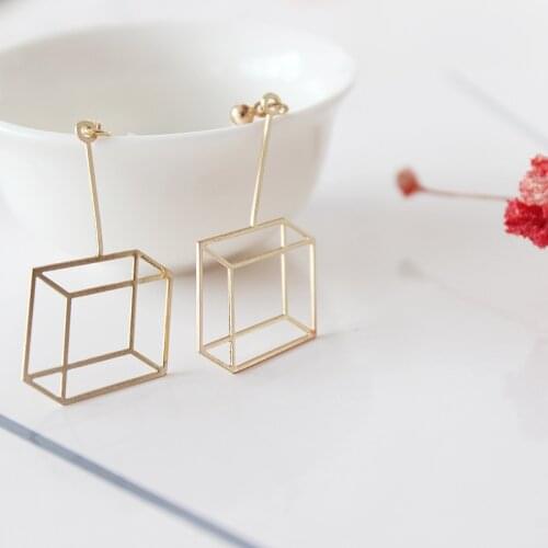 2017 Punk Style Creative Geometric 3D Three-dimensional Square Drop Earing Jewelry Brincos Gifts for Women Femme Girls