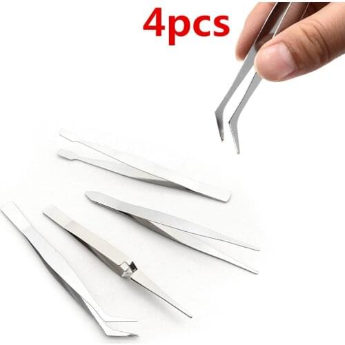 4Pcs/set HELTC Precision Tweezers DIY Electronics Tools Alloy Steel Forceps Tweezers Repair Tools