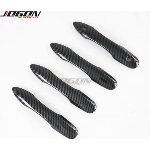 4pcs Silver & Carbon Fiber Look Side Door Handle Protective Cover Trim For Toyota Corolla Cross XG10 2020 2021 Car Styling