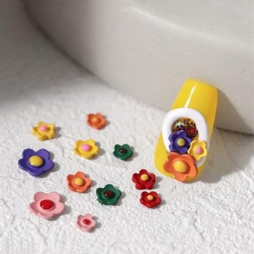 5-6pcs Japanese 3D Sunflower Candy Flower Colorful Nail Studs Nail Stickers Nail Parts Decoration Nail Art Nail Salon