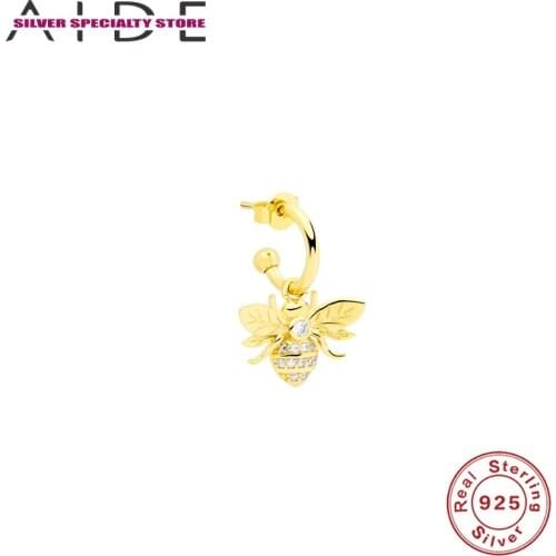 AIDE Bee Zircon Earring 925 Sterling Silver Earrings For Women 2020 Fine Jewelry Stud Earring Pendientes Arete Gold For Gifts