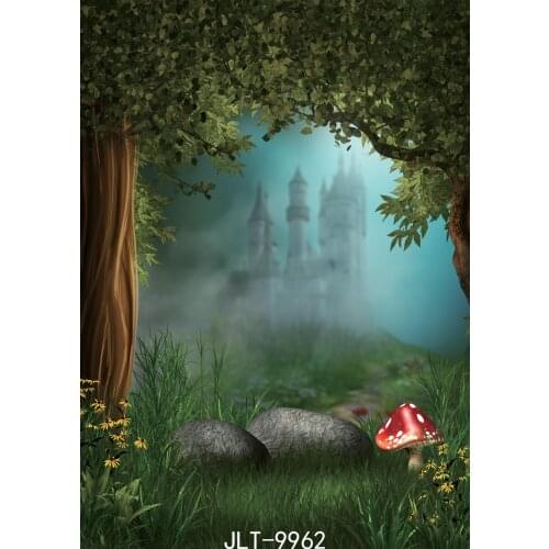 Bokeh Castle Photo Background Tree Door Grass stone Backdrops for Photo Studio Jungle Party Baby Shower Fairy Tale Vinyl Cloth