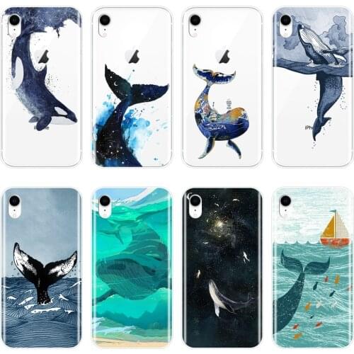Back Cover For iPhone X XR XS MAX 8 7 6S 6 S Whale Fish Wave Sea Silicone Soft Case For Apple iPhone 6 S 6S 7 8 Plus Phone Case