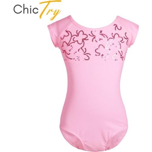 ChicTry Children Girls Butterfly Sequins Ballet Leotard Dance Wear Kids Gymnastics Leotard Stretchy Bodysuit Stage Dance Costume