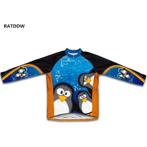 Curious Penguins Fleece Thermal Winter Cycling Jersey Long Sleeve Bike Bicycle Clothes Ropa Ciclismo Thermal Cycling Clothing