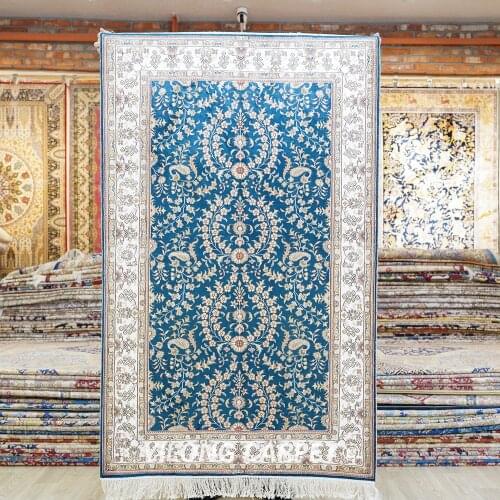 Yilong 3'x5' Floral Handmade Silk Carpets Flowers Hand Knotted Area Rugs (YJH065B)
