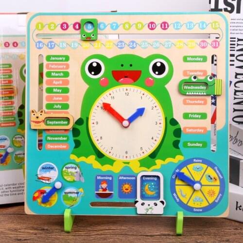 Montessori Wooden Toys Baby Weather Season Calendar Clock Time Cognition Early Education Teaching Aids Toys Children Gifts
