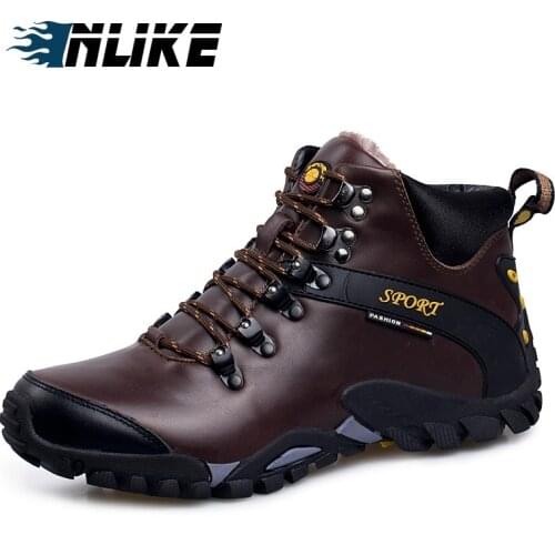 INLIKE Men Big Size Genuine Leather Boots Lace Up Round Toe Shoes Fashion Footwear High Quality Male Ankle Boots
