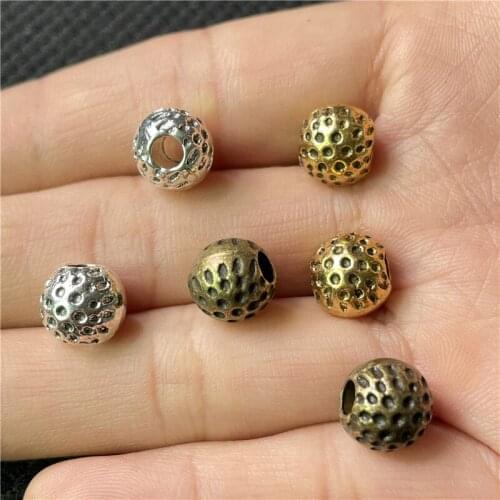JunKang 10pcs 10mm large hole beads pitted pattern DIY handmade bracelets rosary chain connection pieces wholesale jewelry