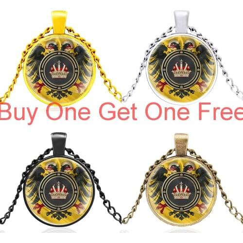 Classic Holy Roman Empire Design Glass Cabochon Men Women Vintage Pendant Necklace Accessories Gifts