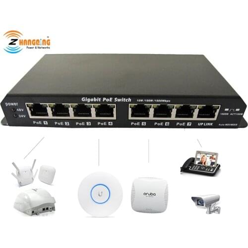 Gigabit Power Over Ethernet PoE Switch 7 PoE port +1 UPlink Port For CCTV IP Camera WiFi Access point 24V 48V
