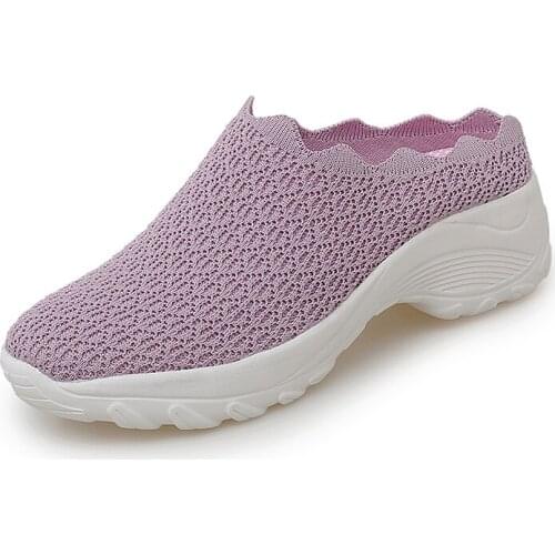 Women Platform Flats Shoes Summer Fashion Half Shoes For Females Outside Sneakers Shoes Breathable Mesh Casual Shoes