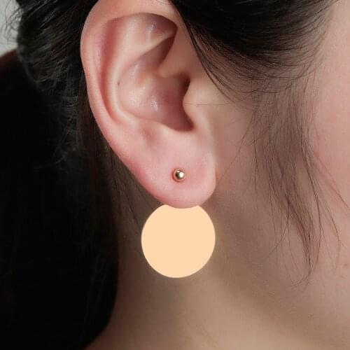 Small Big Circle Women Earrings Exaggerated Stud Ear Loop Smooth Ring Round Earring Stainless Steel Round Disc Jewelry Wholesale