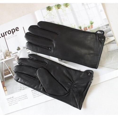 Three Styles Of Mens Fashion Sheepskin Gloves New Black Short Leather Gloves Windproof And Warm Gifts For Autumn And Winter
