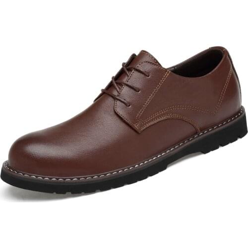 Mens Oxfords Shoes Genuine Leather Dress Shoe Male Wedding shoe social chaussure homme Brown Office Formal Shoe