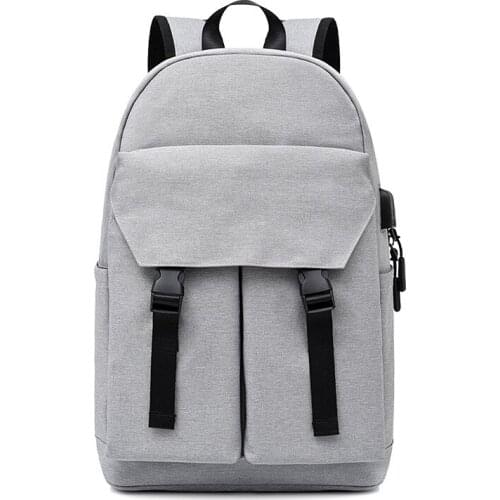 Business Casual Laptop Man Backpack Solid Color Oxford Male Travel Outdoors Large Capacity Bag Usb-Charging Back Pack