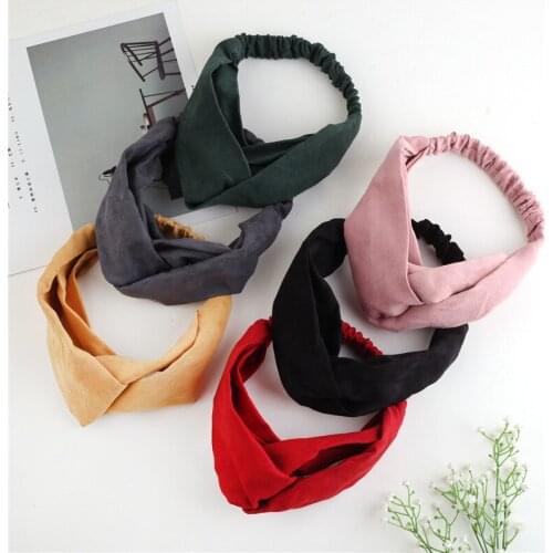 New Simple Solid Color Velvet Elastic Headband Trendy Knot Sport Yoga Hairband For Women Wash FaceTurban Bandag Hair Accessories