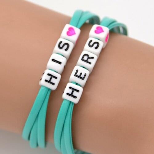 Charm Fine Gift His Hers with heart Personalized Boyfriend Girlfriend Couples Lovers Bracelet Pulseira Masculina