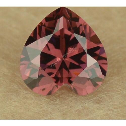 Wholesale 3*3~10*10mm 5A Heart Brilliant Cut Loose CZ Gems Dark Rhodolite Color Synthetic Cubic Zirconia Stone For Jewelry DIY