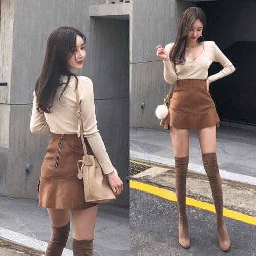 2020 autumn and winter womens fishtail short skirt stretch high waist slimming one-step bag hip anti-glare skirt