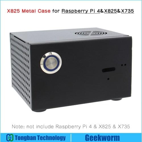 Raspberry Pi X825 SSD&HDD SATA Board Matching Metal Case + Switch + Cooling Fan for X825 & Pi 4 & X735 (X825-C6 / X825-C8)