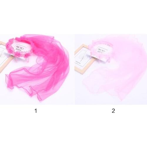 Girls Wedding Hairband 2 Tier Mesh Veil Wreath Crown Lace Flower Imitation Pearl Tassels Dancing Party First Communion W0YA