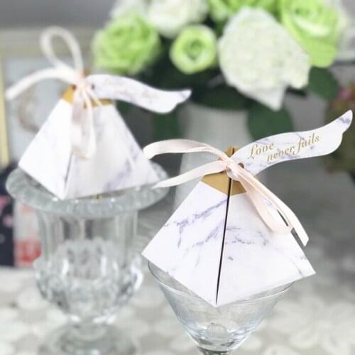 Festival supplies candy box bag chocolate paper gift box Pyramid design for Birthday Wedding Party Decoration craft DIY favor Wh