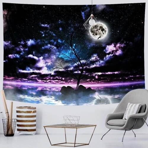 Psychedelic scene moon planet home Art Deco tapestry Mandala Hippie Bohemian decorative bedroom sheet sofa blanket