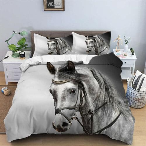 Luxury Horse Bed Cover Set Double Single Size 3D Animal Print Bedding Set For Children Queen King Duvet Cover Set Modern